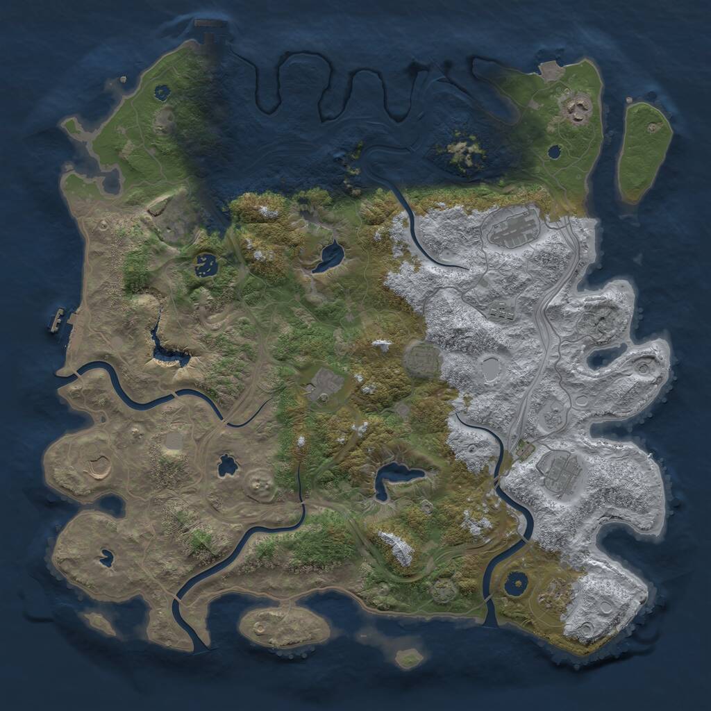 Rust Map: Procedural Map, Size: 4500, Seed: 936116748, 16 Monuments