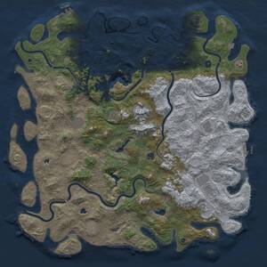Thumbnail Rust Map: Procedural Map, Size: 5700, Seed: 23545756, 17 Monuments