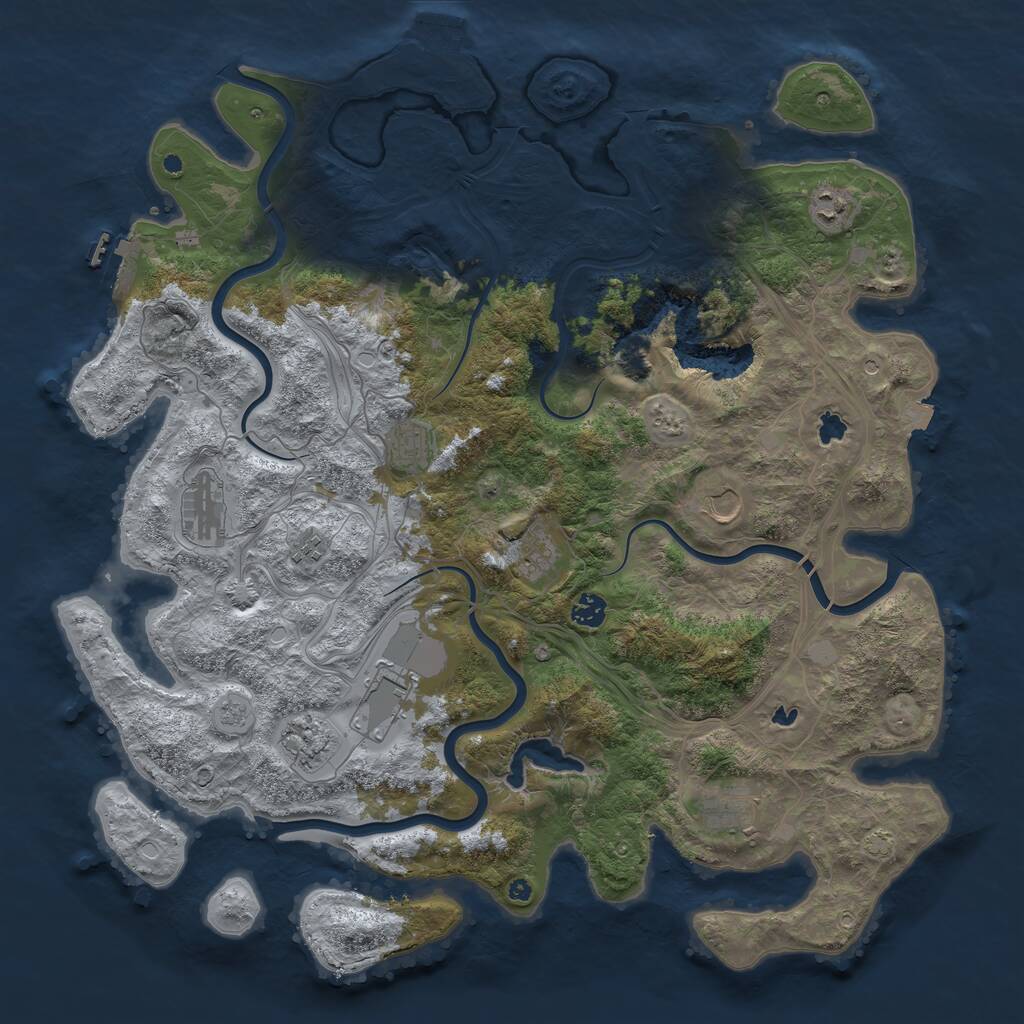 Rust Map: Procedural Map, Size: 4500, Seed: 192919448, 16 Monuments