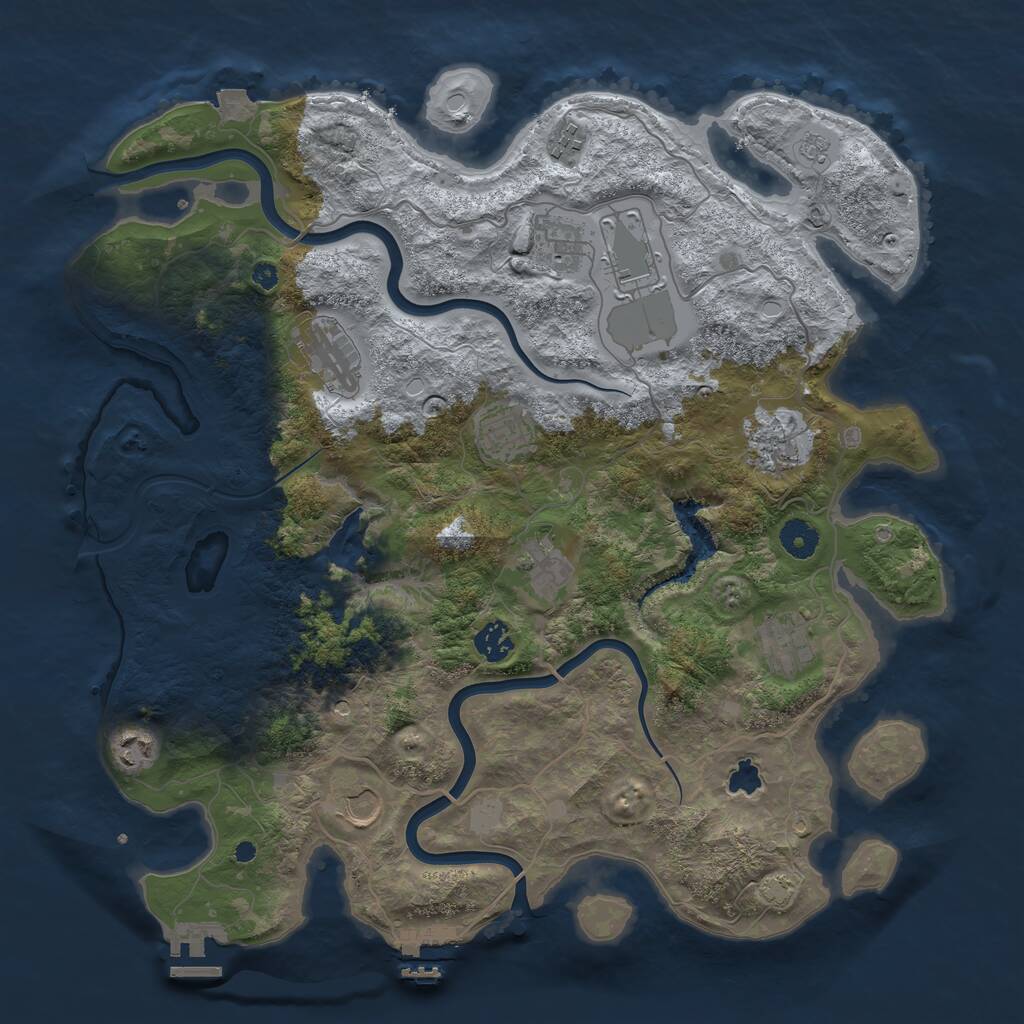 Rust Map: Procedural Map, Size: 4000, Seed: 4018379, 17 Monuments
