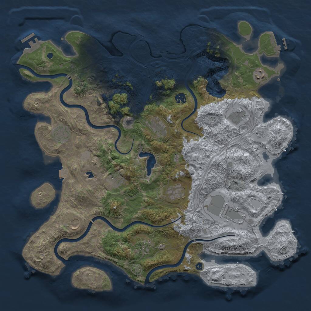Rust Map: Procedural Map, Size: 4250, Seed: 716542591, 17 Monuments