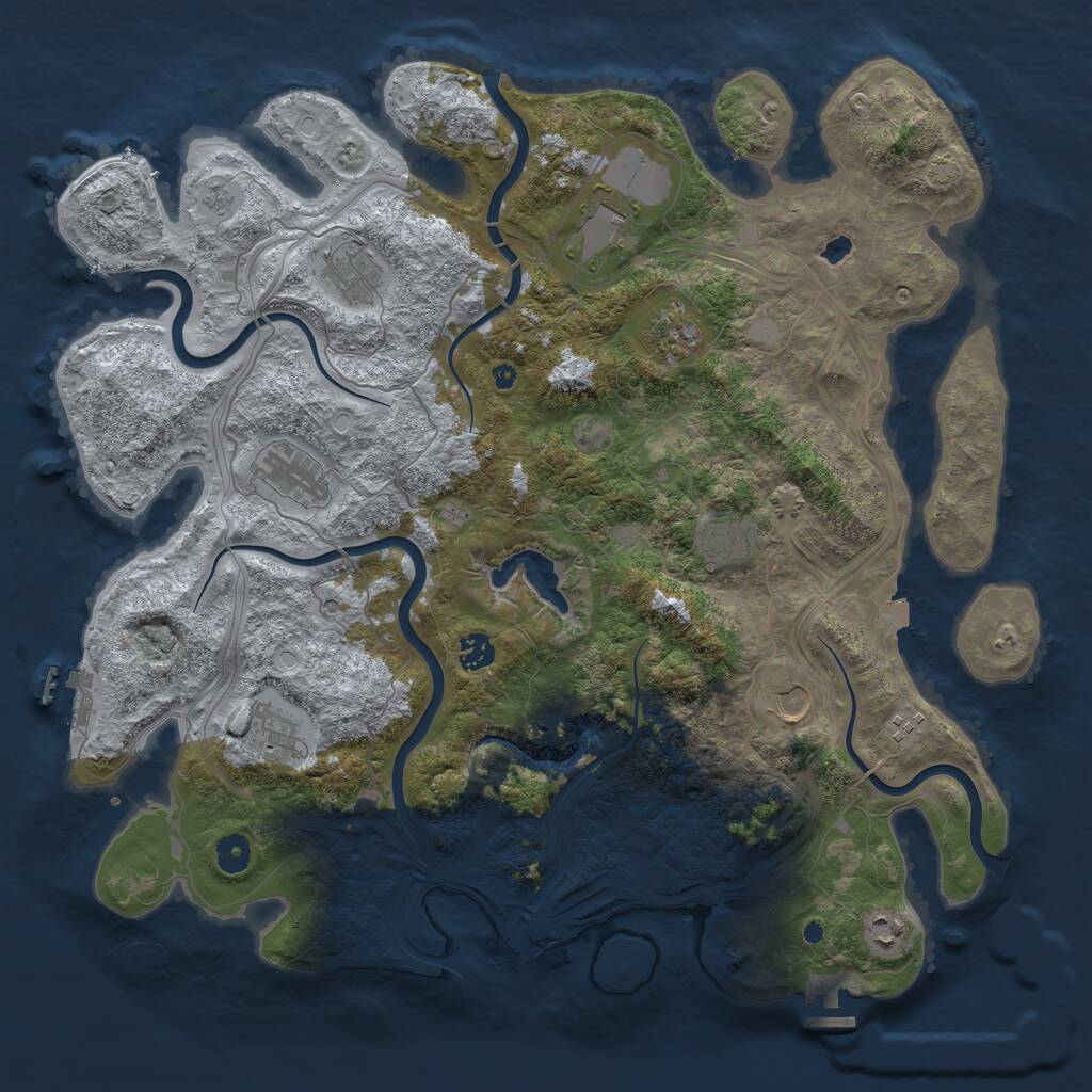 Rust Map: Procedural Map, Size: 4400, Seed: 87897115, 16 Monuments