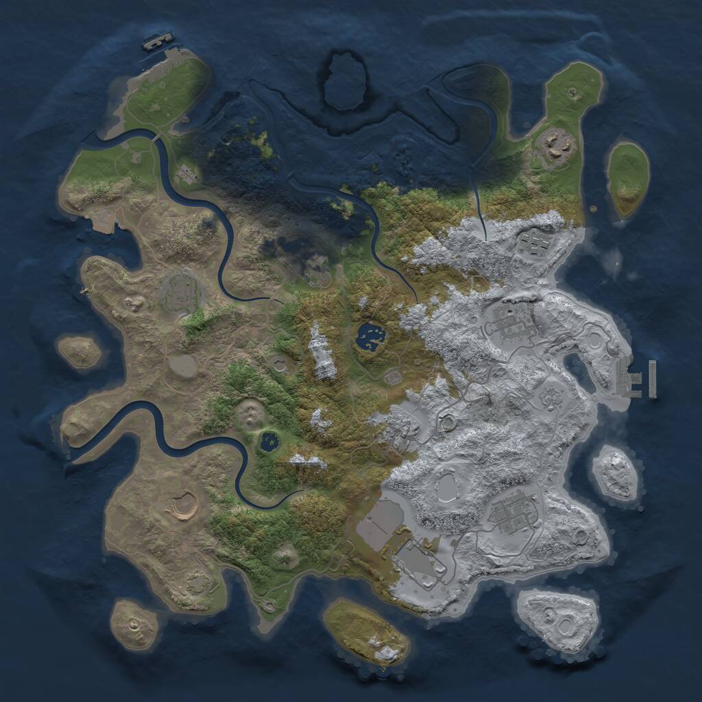 Rust Map: Procedural Map, Size: 3750, Seed: 1022296280, 16 Monuments