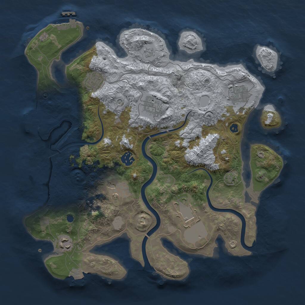 Rust Map: Procedural Map, Size: 3500, Seed: 1205063257, 14 Monuments