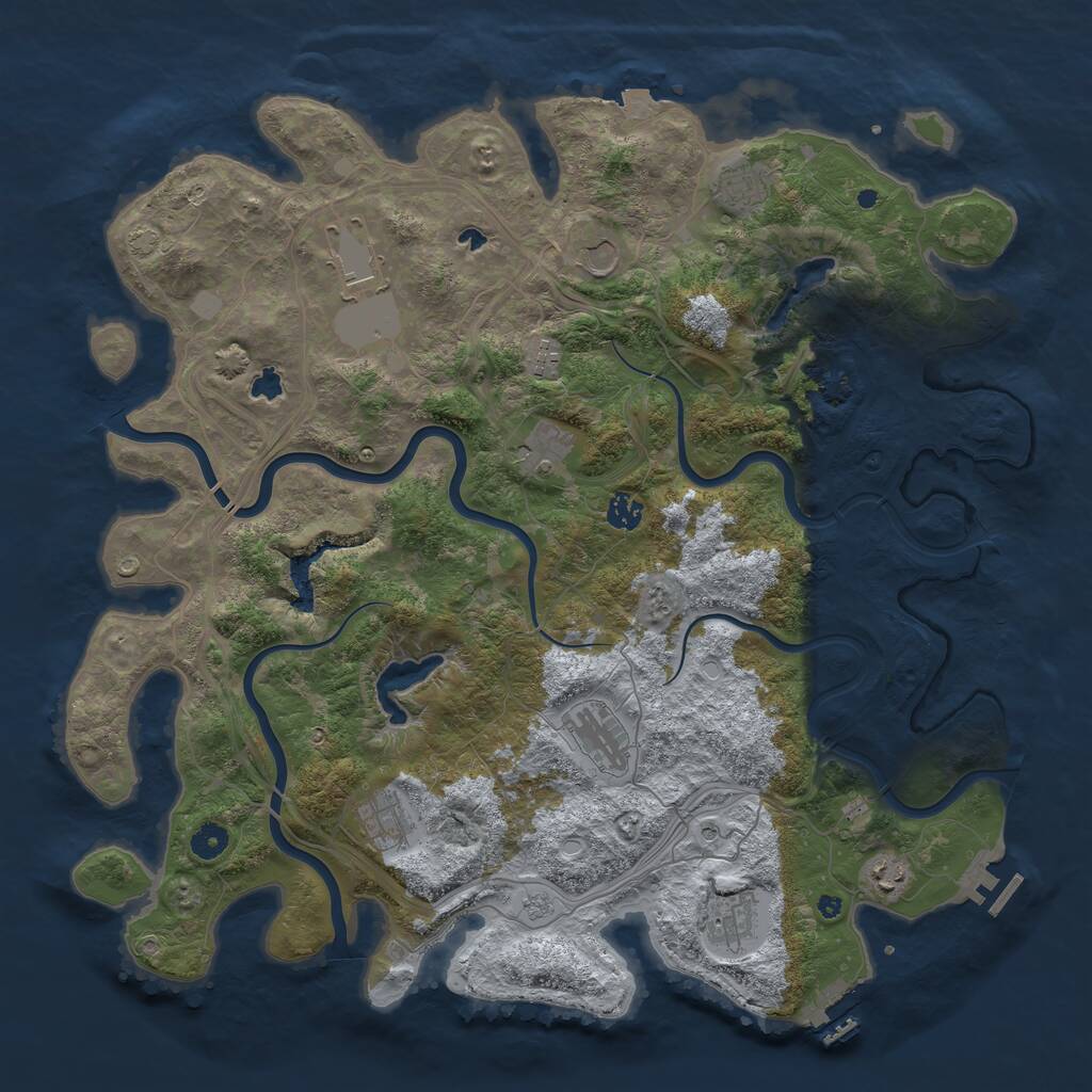 Rust Map: Procedural Map, Size: 4500, Seed: 833761580, 16 Monuments