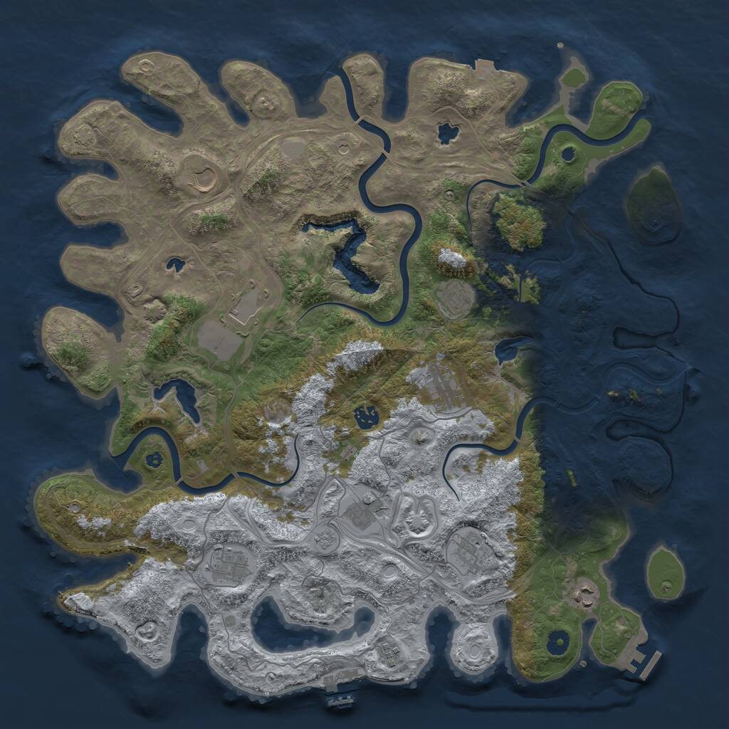 Rust Map: Procedural Map, Size: 4500, Seed: 808489829, 16 Monuments