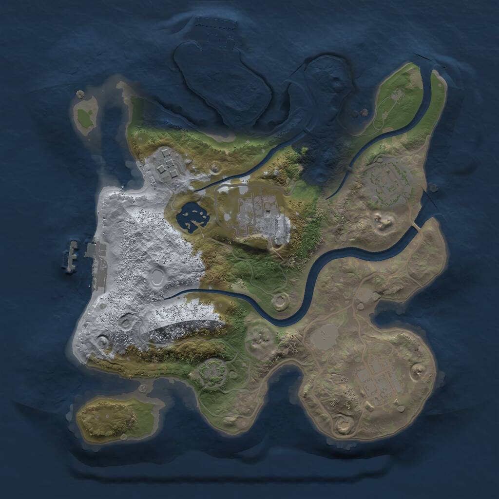 Rust Map: Procedural Map, Size: 2500, Seed: 808049678, 9 Monuments