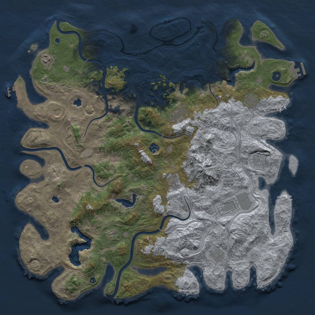 Rust Map: Procedural Map, Size: 5000, Seed: 1363956441, 17 Monuments