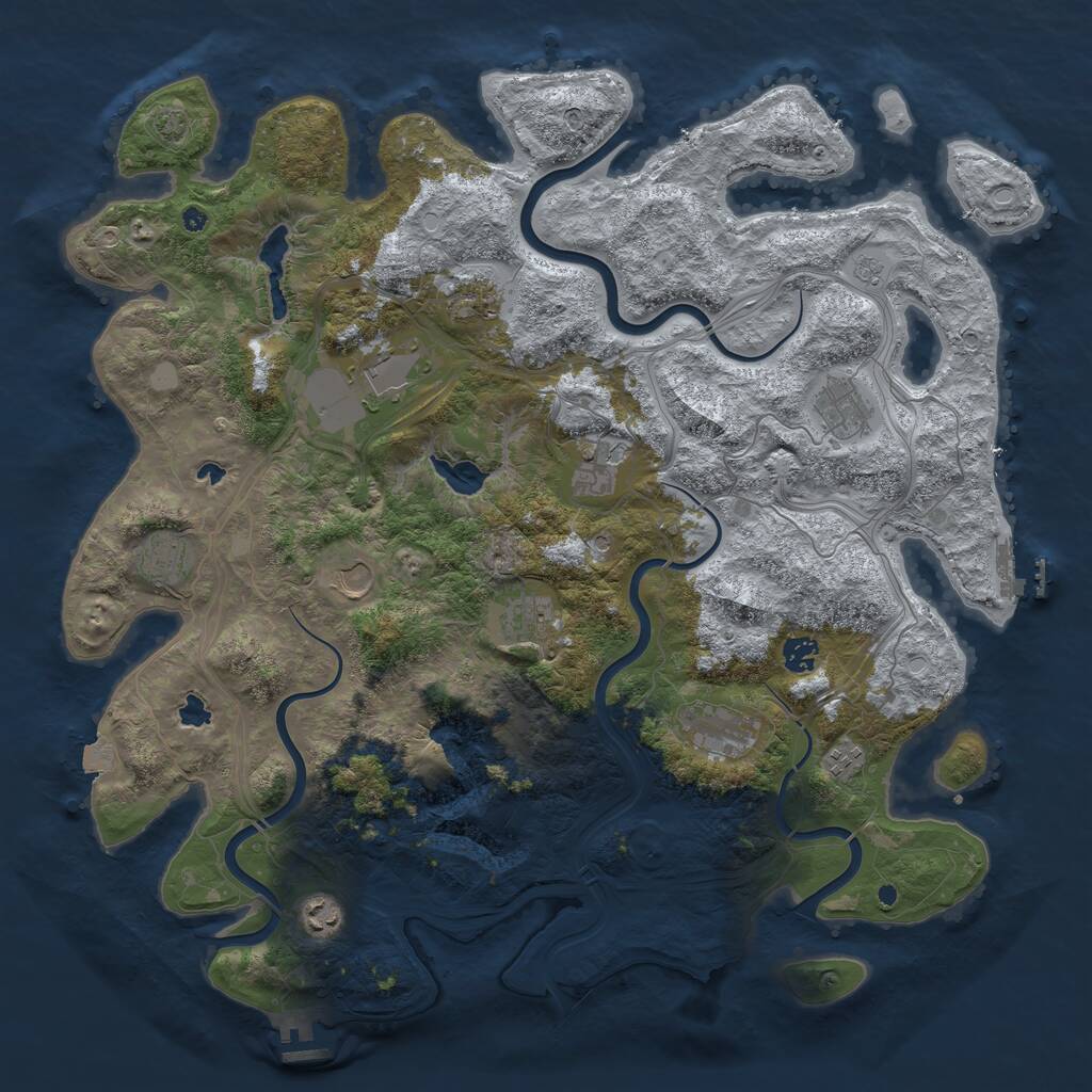 Rust Map: Procedural Map, Size: 4500, Seed: 999748280, 17 Monuments
