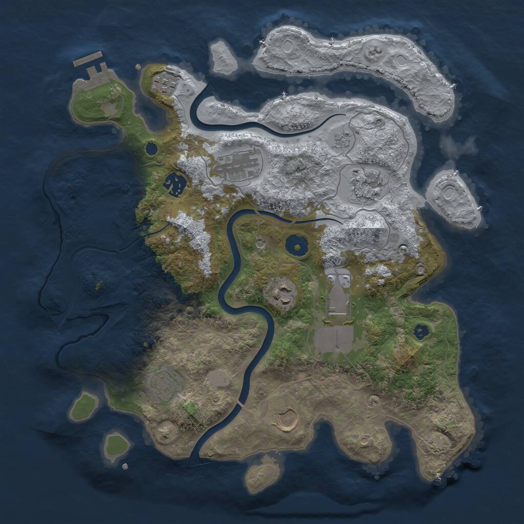 Rust Map: Procedural Map, Size: 3500, Seed: 20080409, 13 Monuments