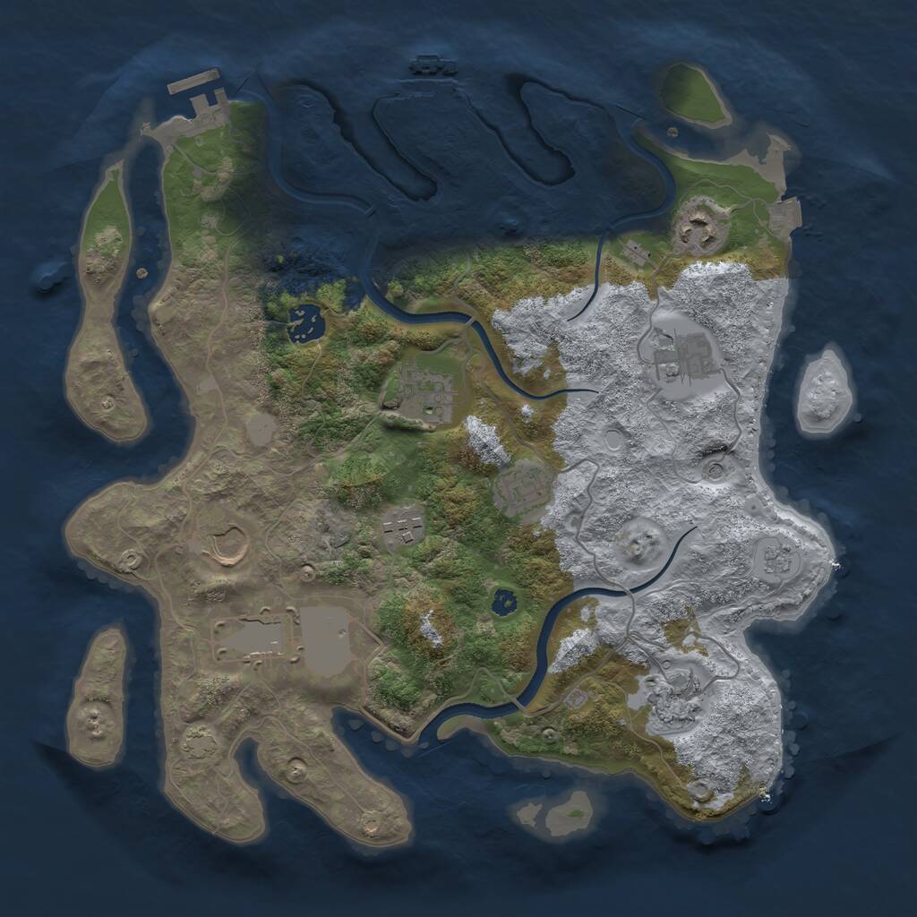 Rust Map: Procedural Map, Size: 3500, Seed: 1969300733, 15 Monuments