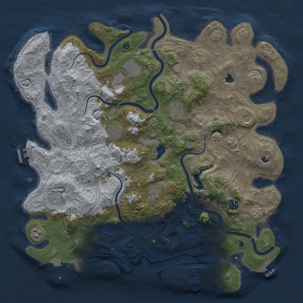 Rust Map: Procedural Map, Size: 4500, Seed: 641112568, 17 Monuments