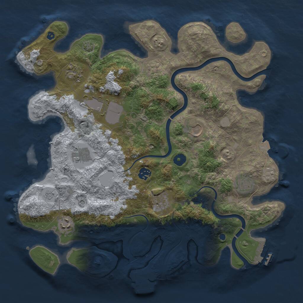 Rust Map: Procedural Map, Size: 3750, Seed: 1390167848, 15 Monuments