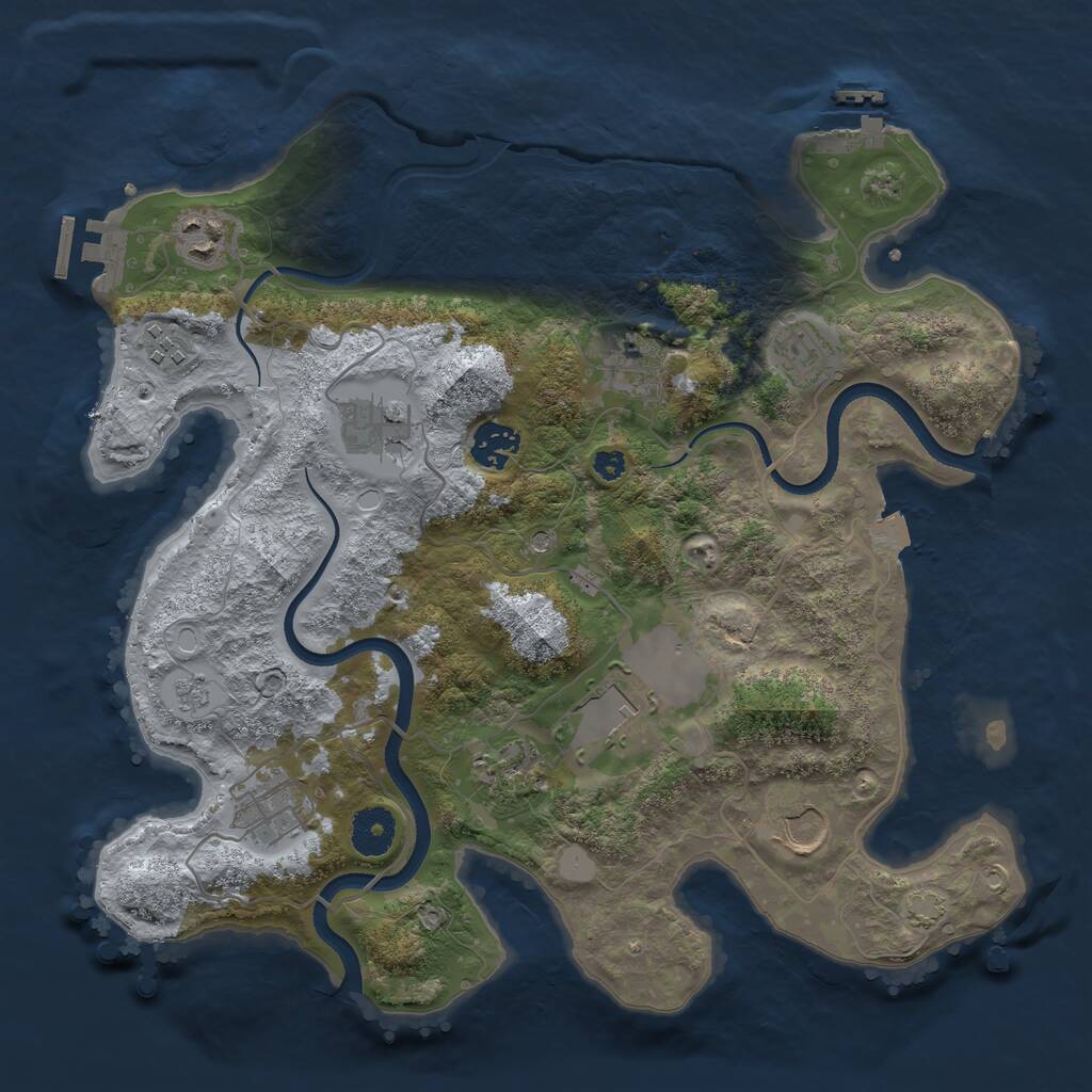 Rust Map: Procedural Map, Size: 3500, Seed: 1143955687, 16 Monuments