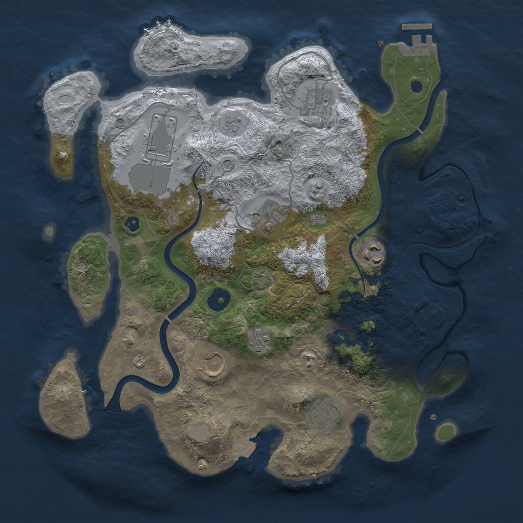 Rust Map: Procedural Map, Size: 3500, Seed: 354821, 12 Monuments