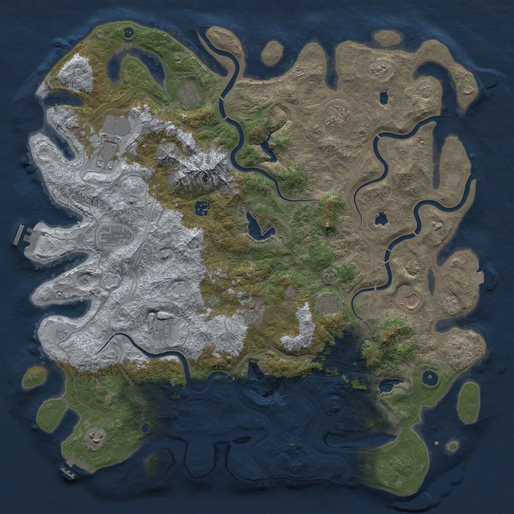 Rust Map: Procedural Map, Size: 5000, Seed: 1306060676, 17 Monuments