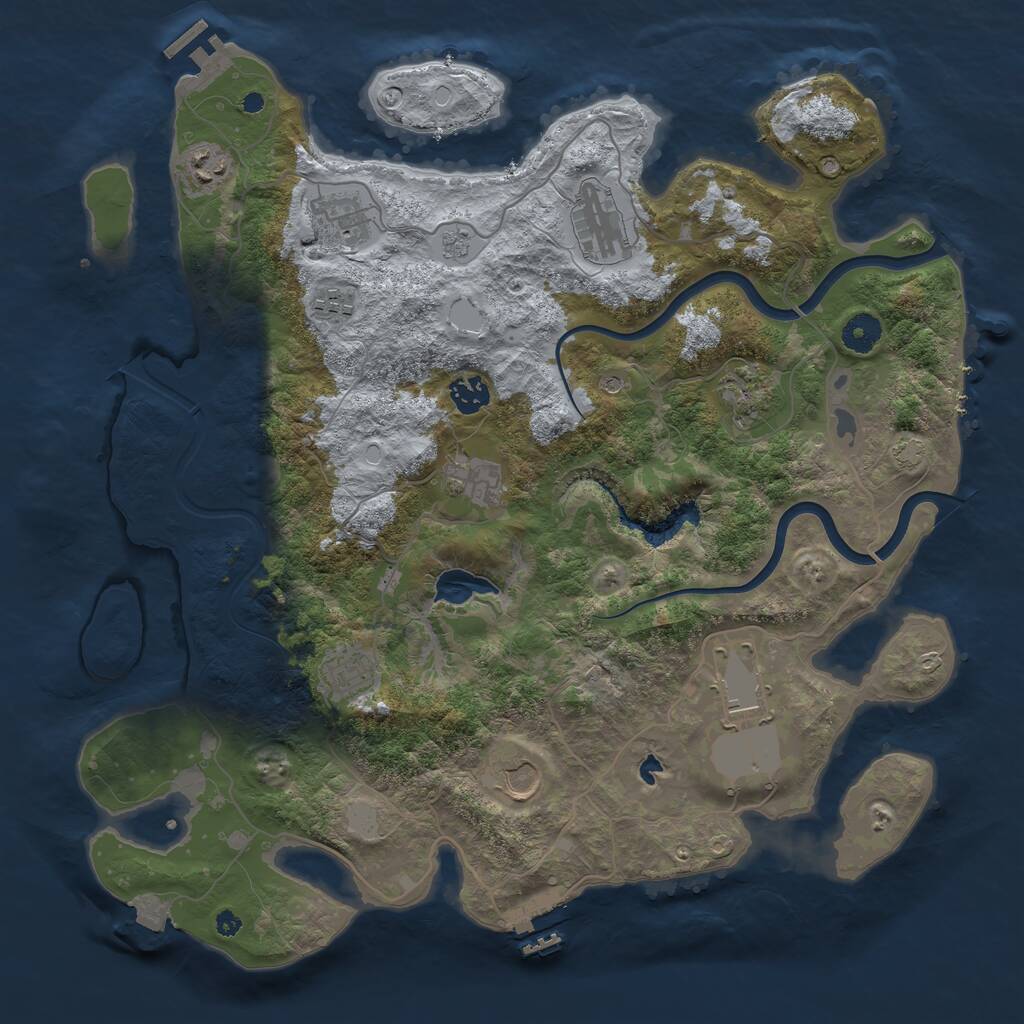 Rust Map: Procedural Map, Size: 4000, Seed: 740293506, 16 Monuments