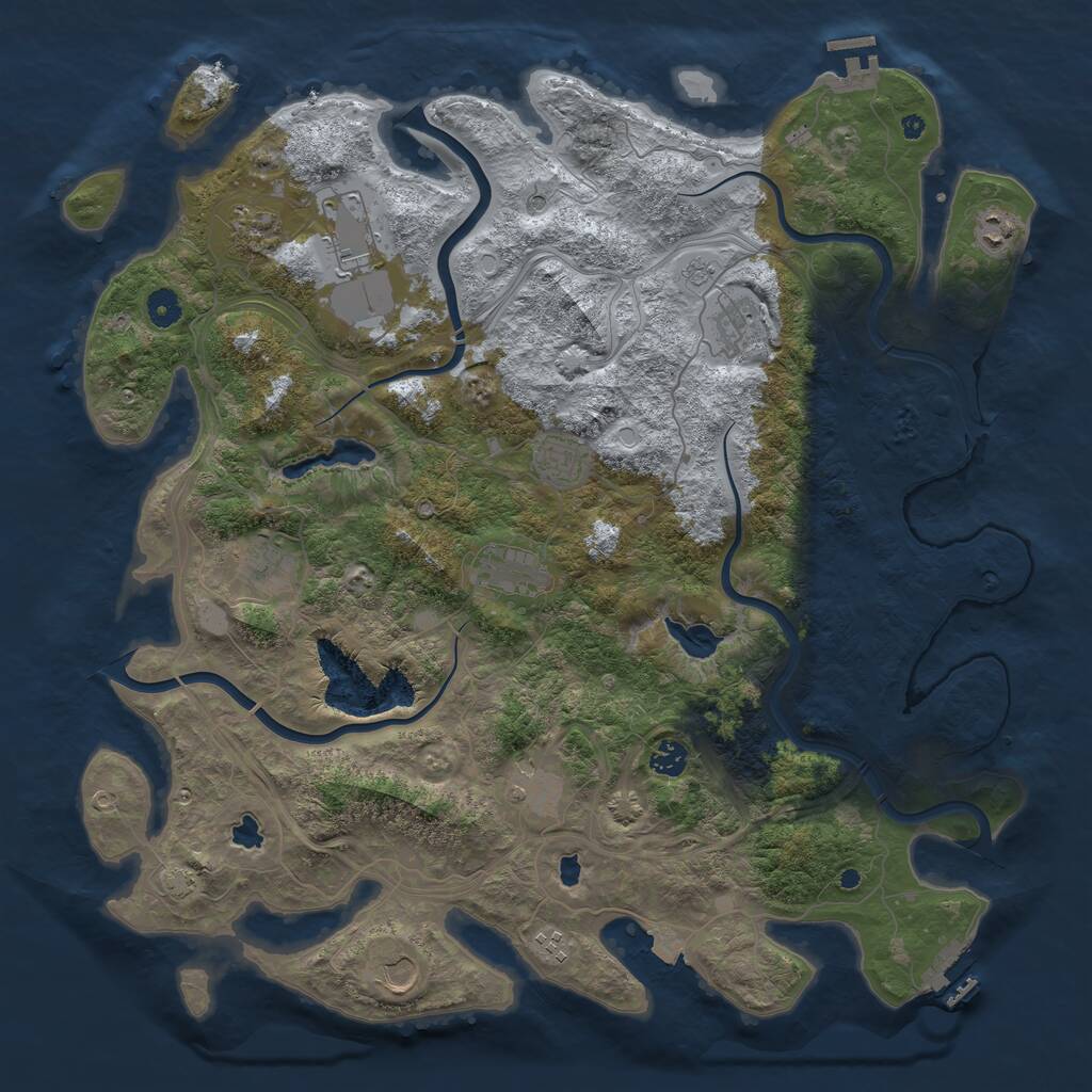 Rust Map: Procedural Map, Size: 4500, Seed: 38731532, 17 Monuments