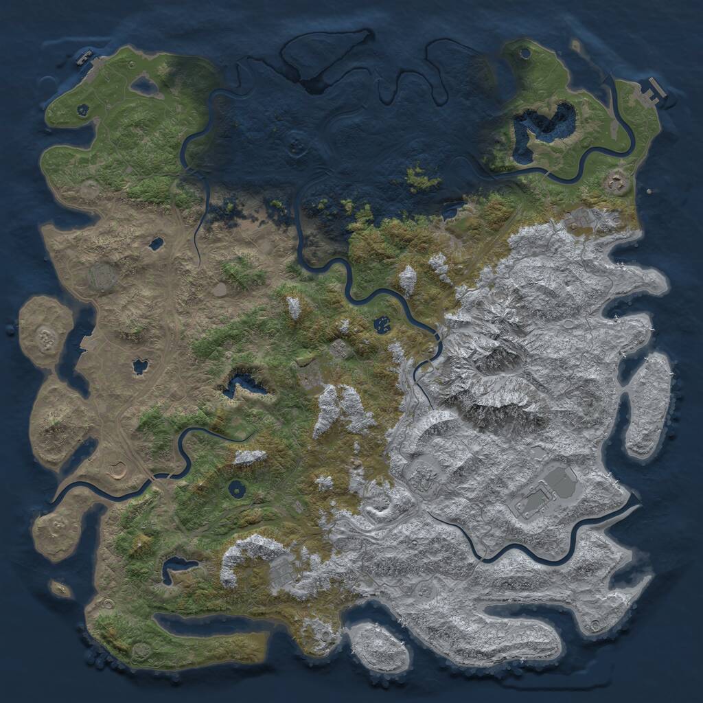 Rust Map: Procedural Map, Size: 6000, Seed: 811061020, 17 Monuments