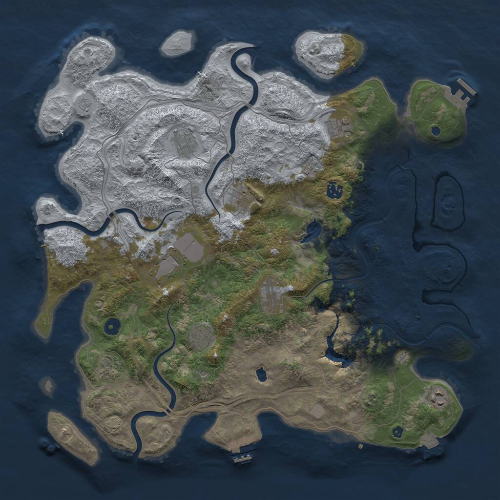 Rust Map: Procedural Map, Size: 4450, Seed: 1106210892, 16 Monuments