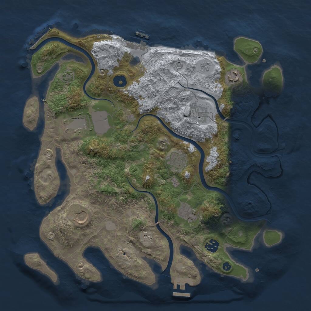 Rust Map: Procedural Map, Size: 3600, Seed: 376, 14 Monuments