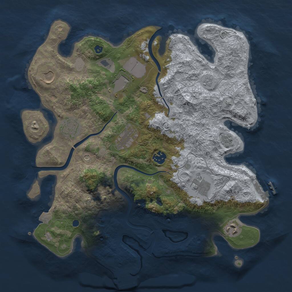 Rust Map: Procedural Map, Size: 3500, Seed: 339065832, 14 Monuments