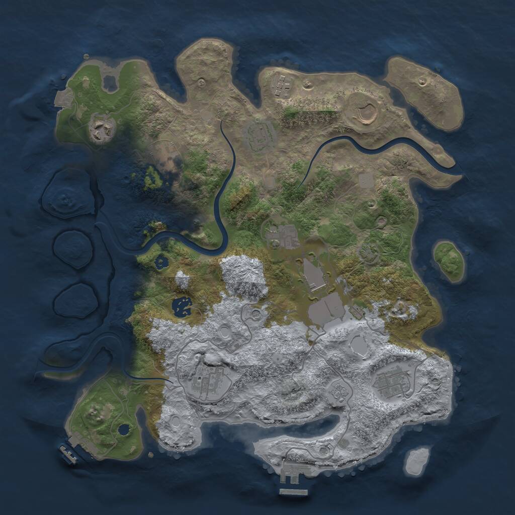 Rust Map: Procedural Map, Size: 3700, Seed: 1805771262, 16 Monuments
