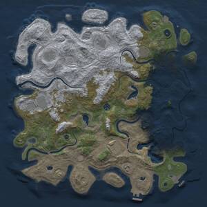 Thumbnail Rust Map: Procedural Map, Size: 4500, Seed: 159833646, 15 Monuments