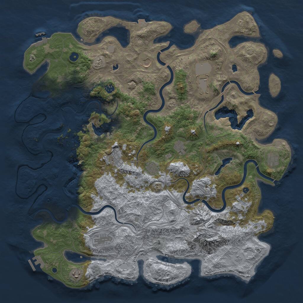 Rust Map: Procedural Map, Size: 5000, Seed: 544090105, 16 Monuments