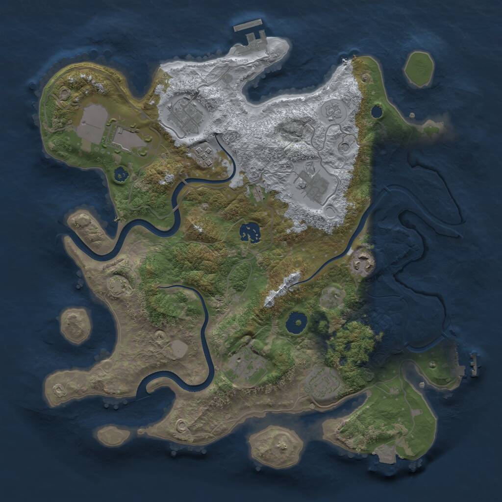 Rust Map: Procedural Map, Size: 3500, Seed: 35018414, 14 Monuments