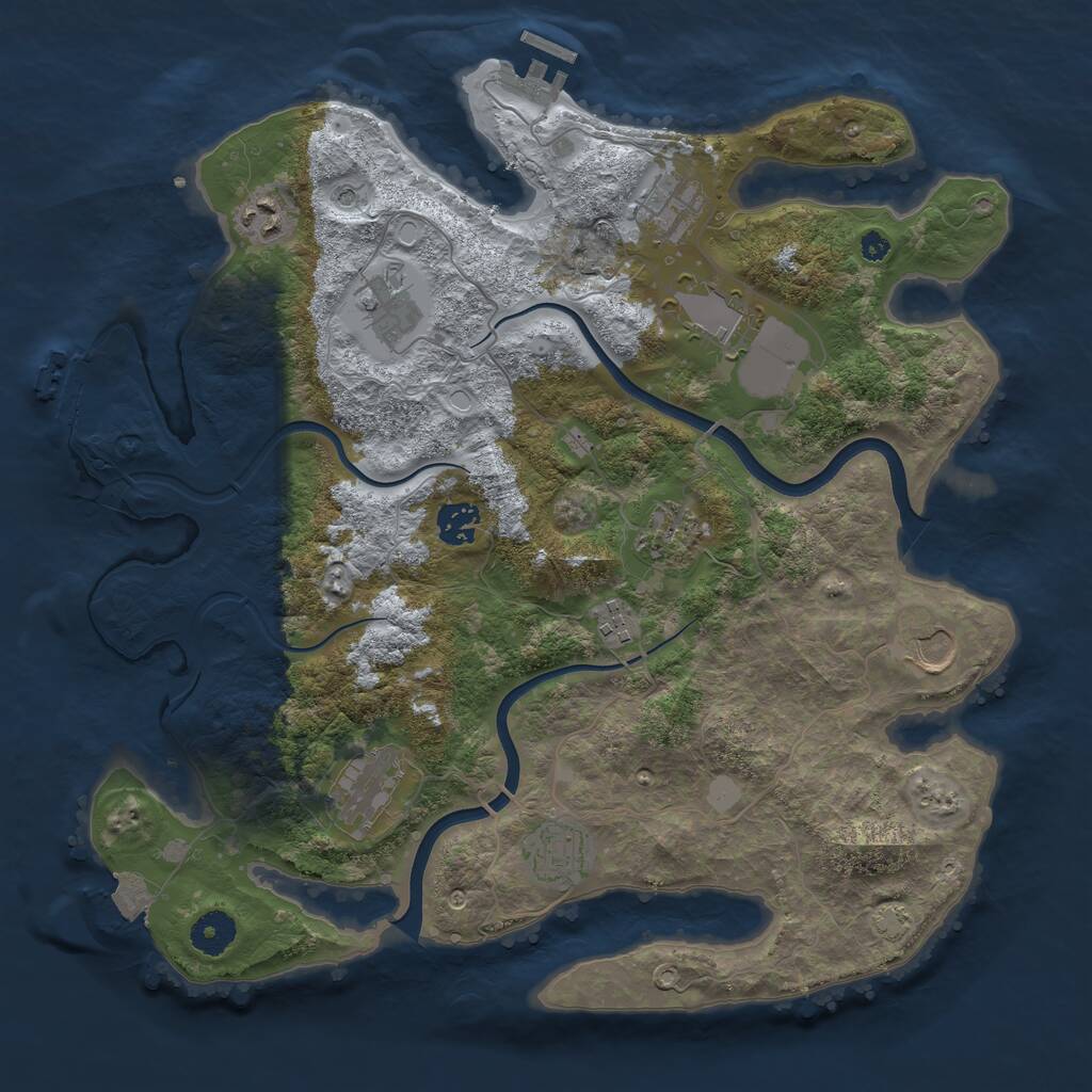 Rust Map: Procedural Map, Size: 3750, Seed: 636776297, 15 Monuments