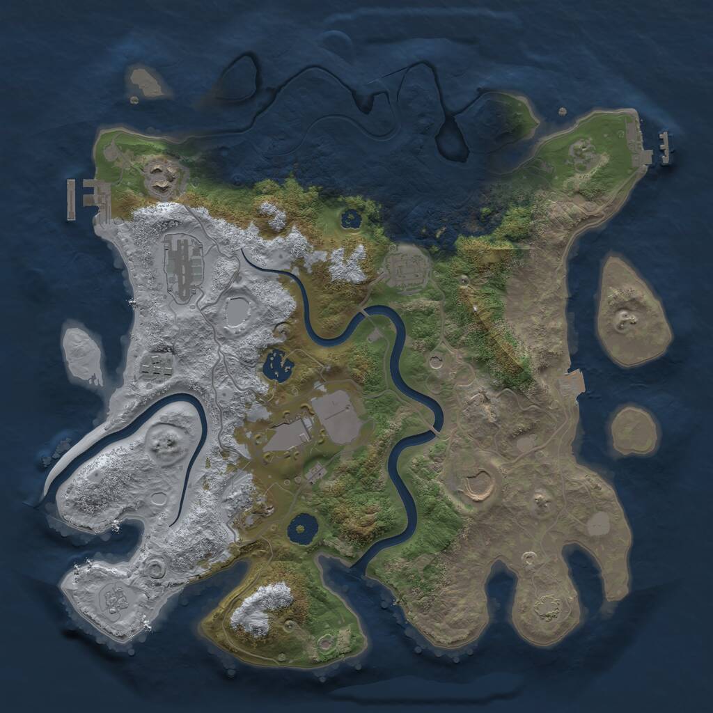 Rust Map: Procedural Map, Size: 3500, Seed: 688925894, 14 Monuments