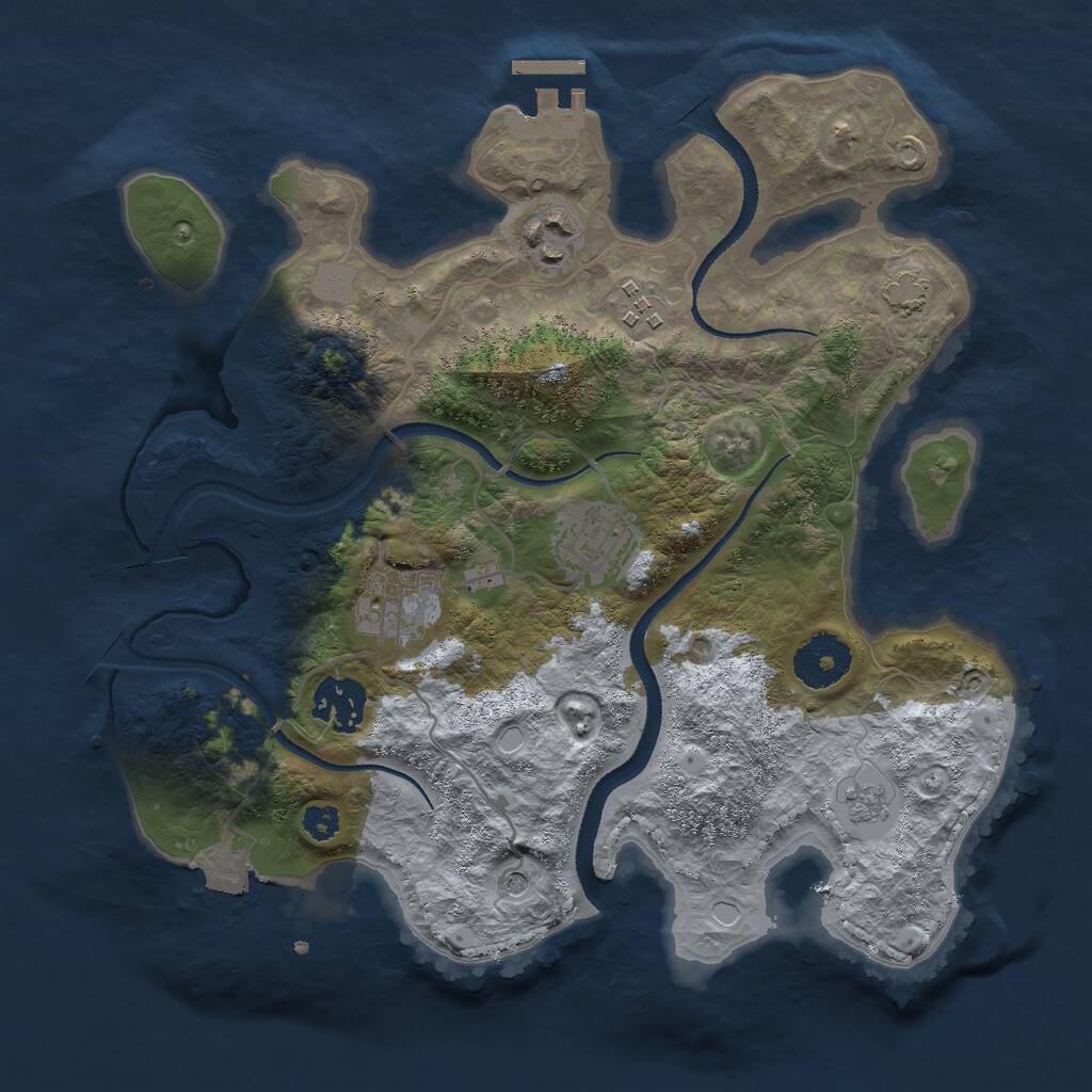 Rust Map: Procedural Map, Size: 3000, Seed: 785241, 10 Monuments