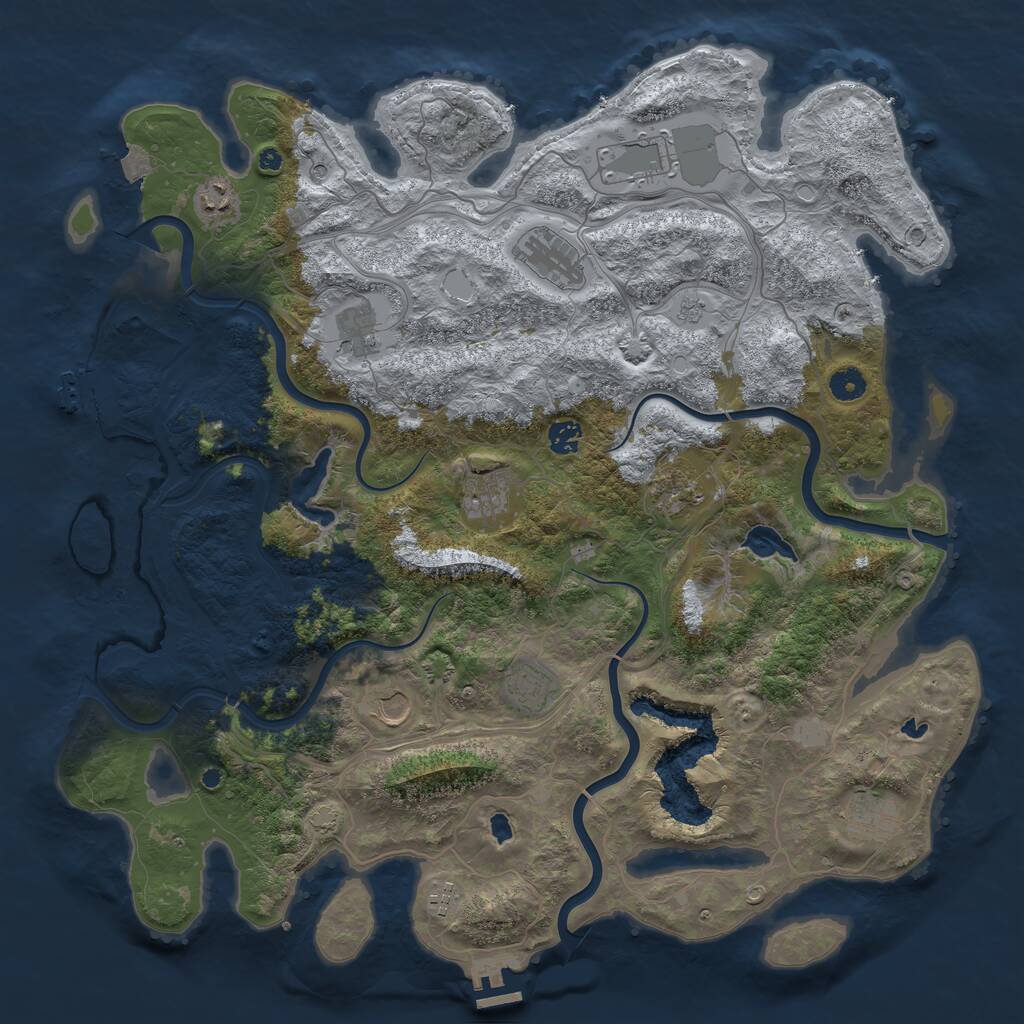 Rust Map: Procedural Map, Size: 4500, Seed: 1340778414, 17 Monuments