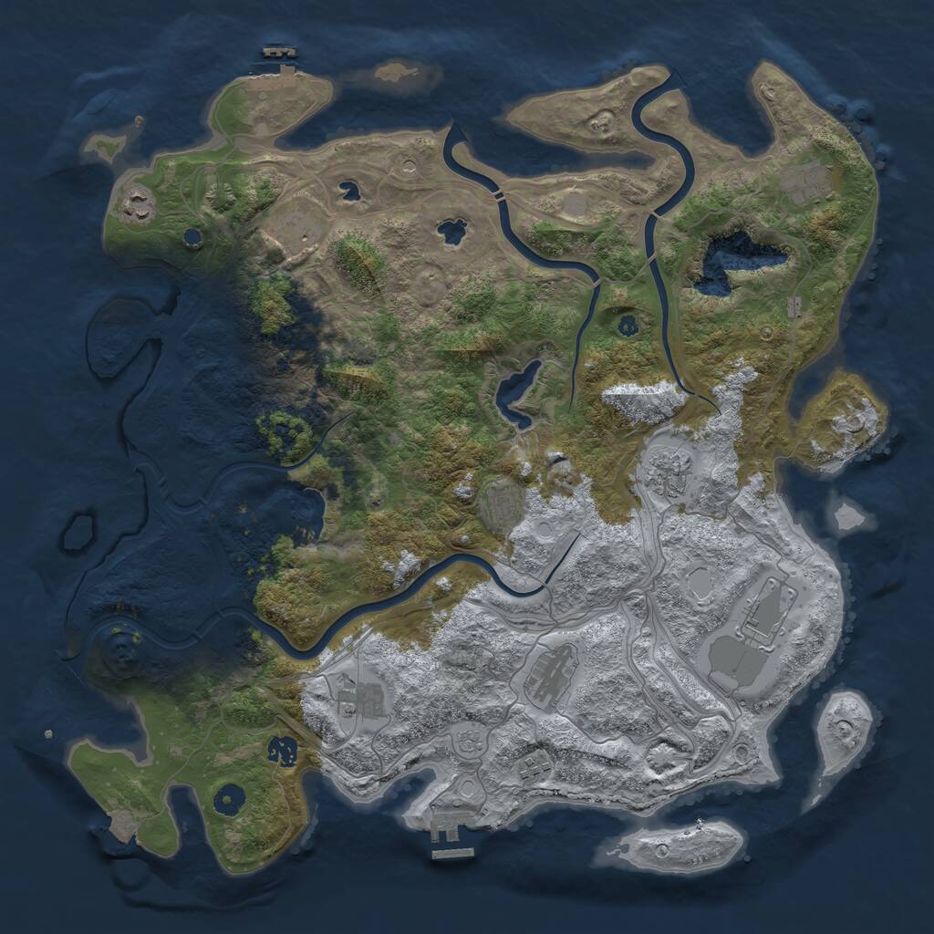 Rust Map: Procedural Map, Size: 4500, Seed: 355677303, 16 Monuments