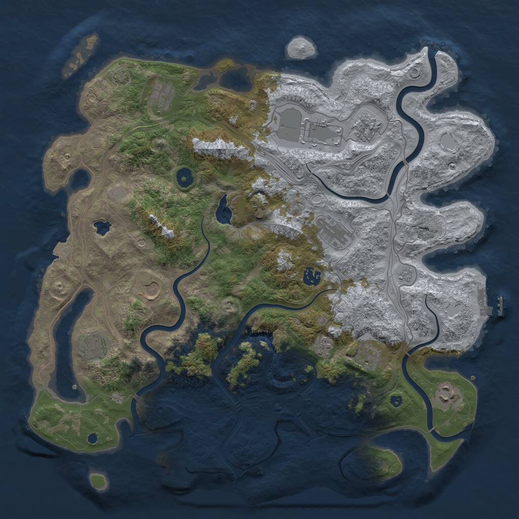 Rust Map: Procedural Map, Size: 4250, Seed: 1192060413, 16 Monuments