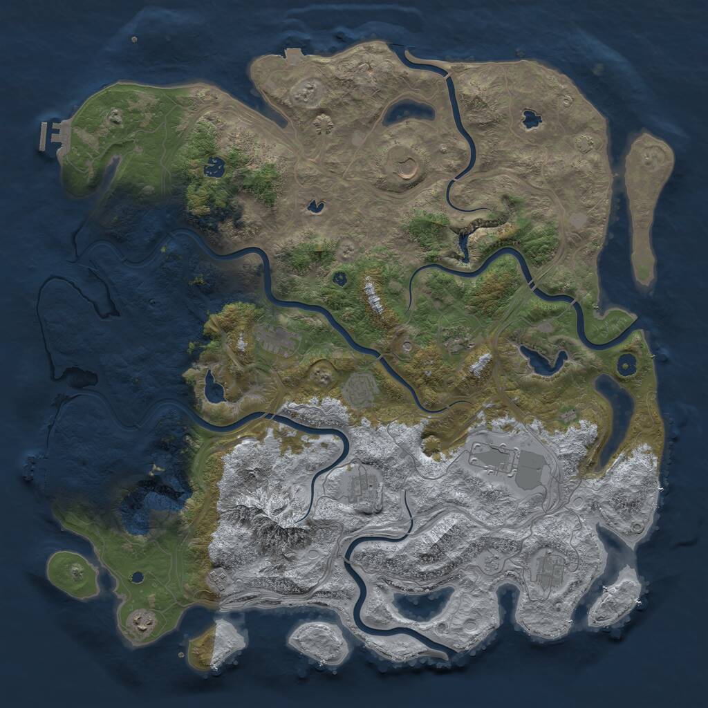 Rust Map: Procedural Map, Size: 5000, Seed: 1884406036, 16 Monuments