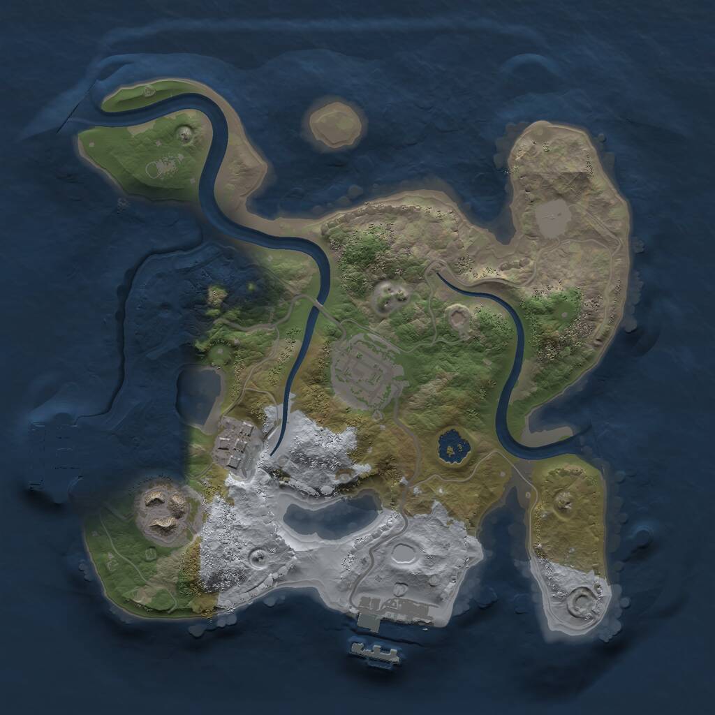Rust Map: Procedural Map, Size: 2250, Seed: 1301439163, 6 Monuments