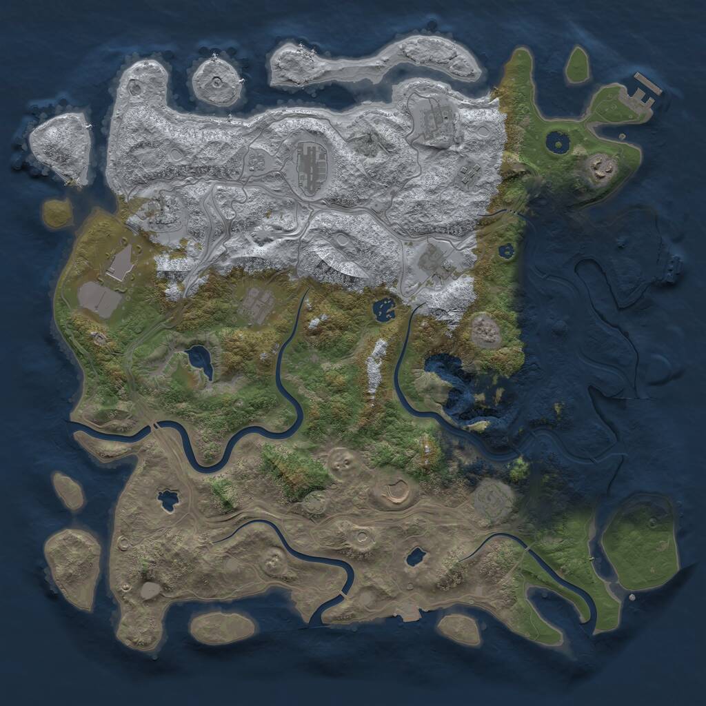 Rust Map: Procedural Map, Size: 4500, Seed: 431187360, 17 Monuments