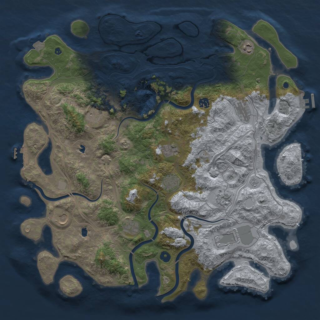 Rust Map: Procedural Map, Size: 4500, Seed: 1888347831, 17 Monuments
