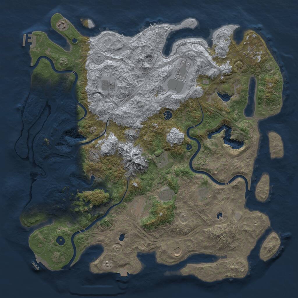 Rust Map: Procedural Map, Size: 5000, Seed: 343453434, 17 Monuments