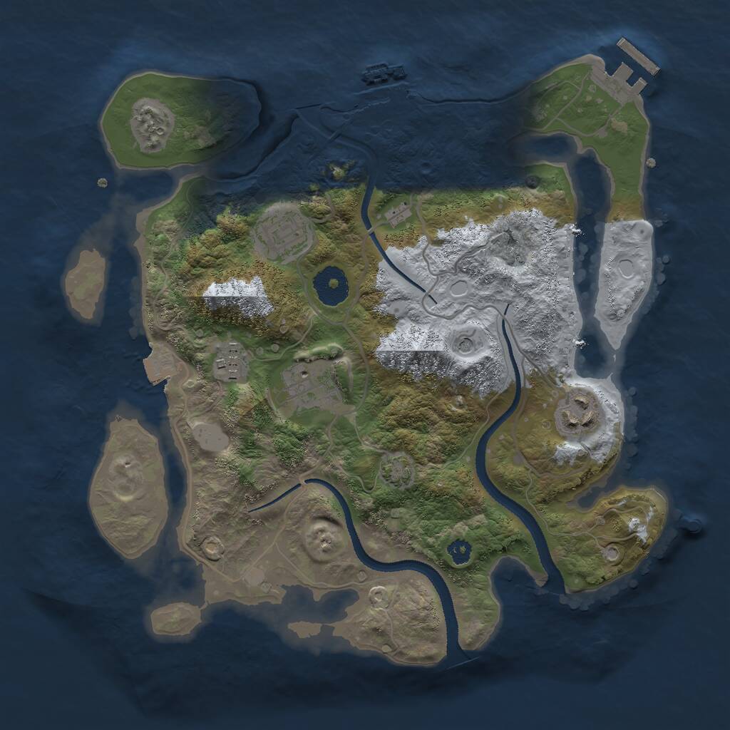 Rust Map: Procedural Map, Size: 3000, Seed: 22956, 9 Monuments