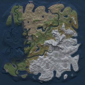 Thumbnail Rust Map: Procedural Map, Size: 5000, Seed: 1350544130, 17 Monuments