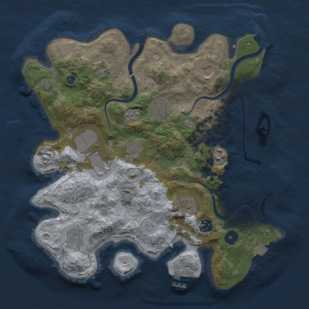 Rust Map: Procedural Map, Size: 3500, Seed: 89009847, 16 Monuments