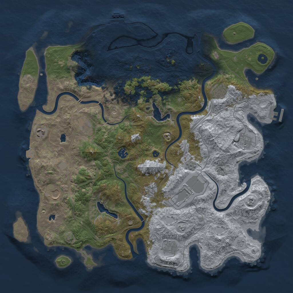 Rust Map: Procedural Map, Size: 4500, Seed: 72064557, 16 Monuments