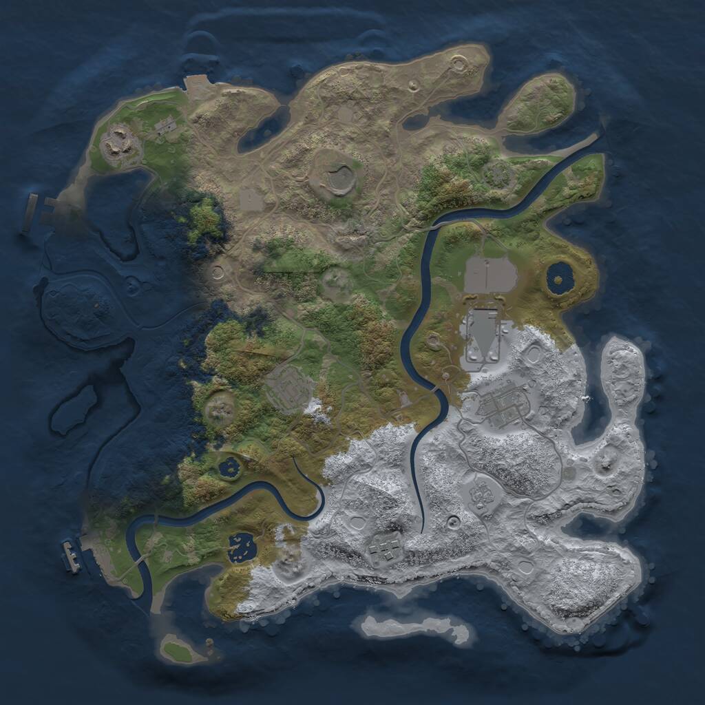 Rust Map: Procedural Map, Size: 3500, Seed: 529557829, 13 Monuments