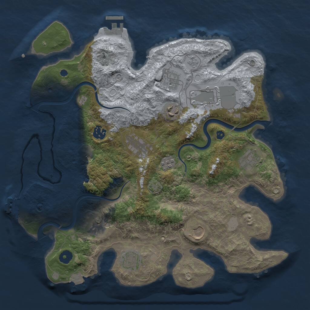 Rust Map: Procedural Map, Size: 3550, Seed: 104807903, 16 Monuments