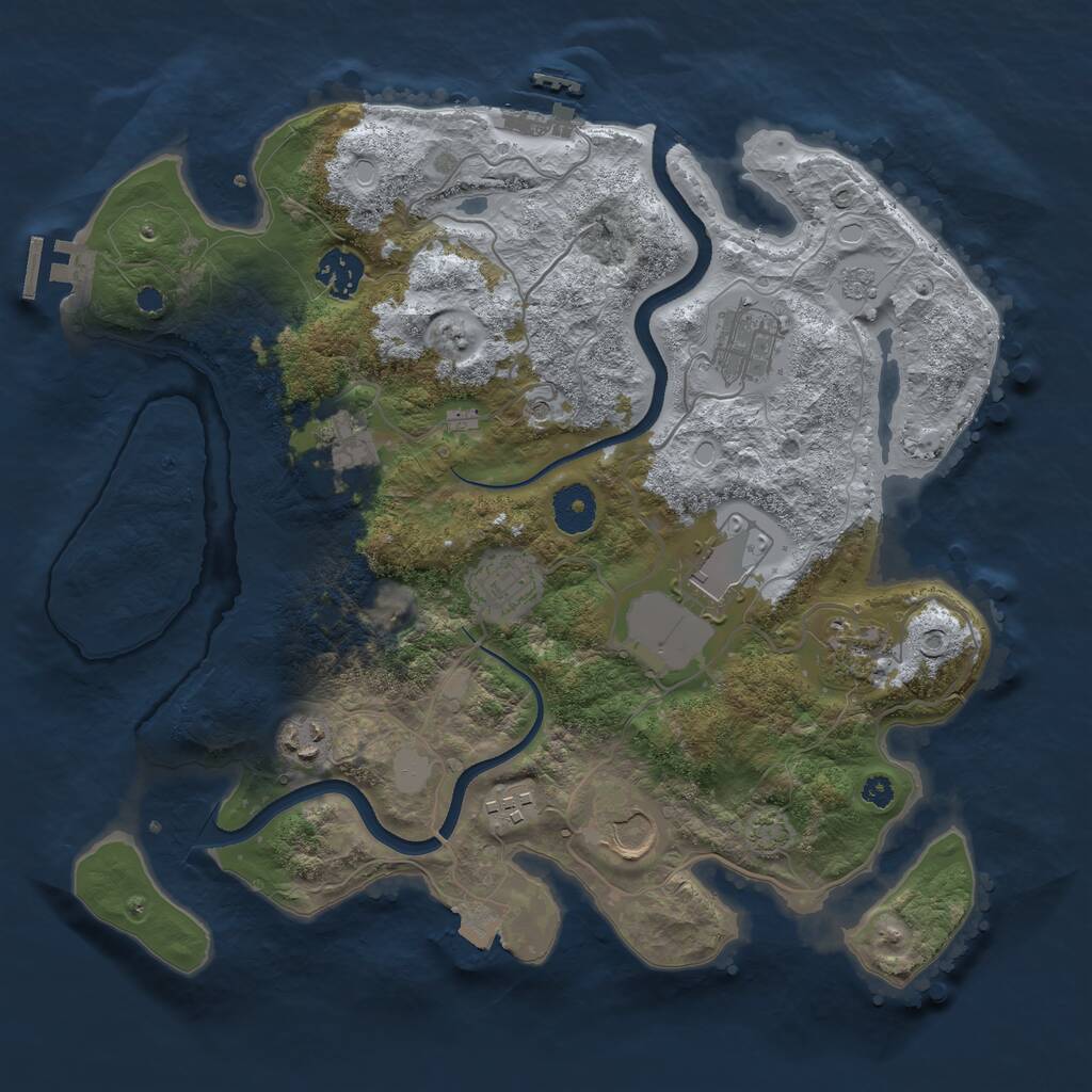 Rust Map: Procedural Map, Size: 3500, Seed: 1009504089, 15 Monuments