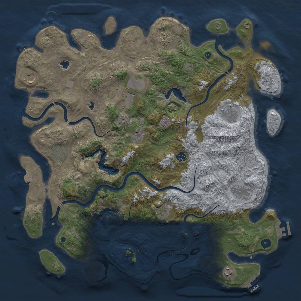 Rust Map: Procedural Map, Size: 4600, Seed: 275952408, 17 Monuments
