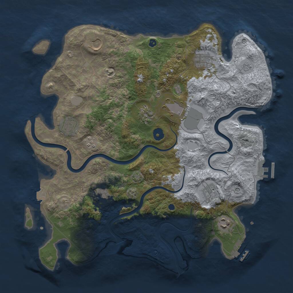 Rust Map: Procedural Map, Size: 3750, Seed: 705939642, 15 Monuments